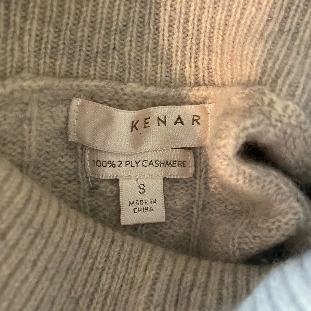 KENAR Beige Cashmere Cable-Knit Cowl Neck Pullover Sweater Women's S Long Sleeve - Picture 7 of 8